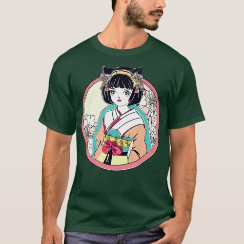 Japanese neko cat girl T_Shirt