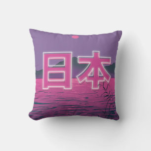 Japanese Neon Throw Pillow