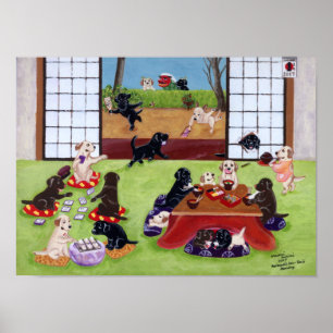 Japanese New Year's Day Labradors Artwork Poster