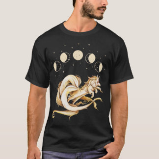 Japanese Nine Tails Fox Kitsune Moon Phases Folklo T-Shirt