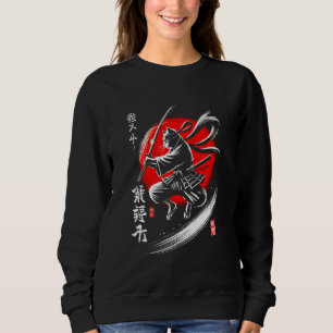 Japanese Ninja Cat Samurai Warrior Japan Mom Dad K Sweatshirt