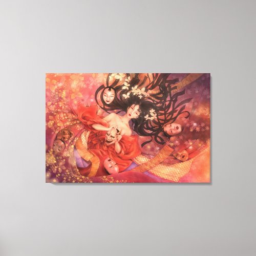 Japanese Noh Mask Fantasy Art Canvas Print