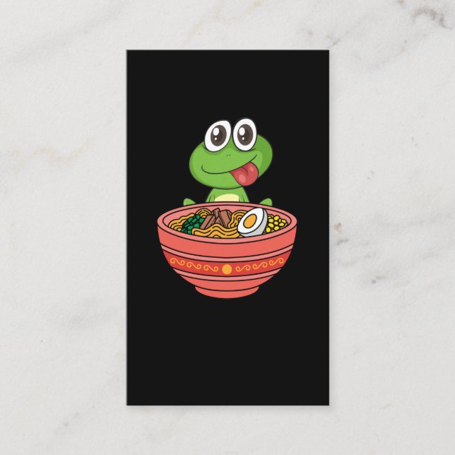 Japanese Noodles Kawaii Frog Ramen Business Card (Front)