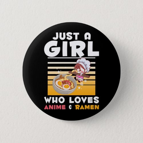 Japanese Noodles Ramen Anime Girl Manga Otaku Button