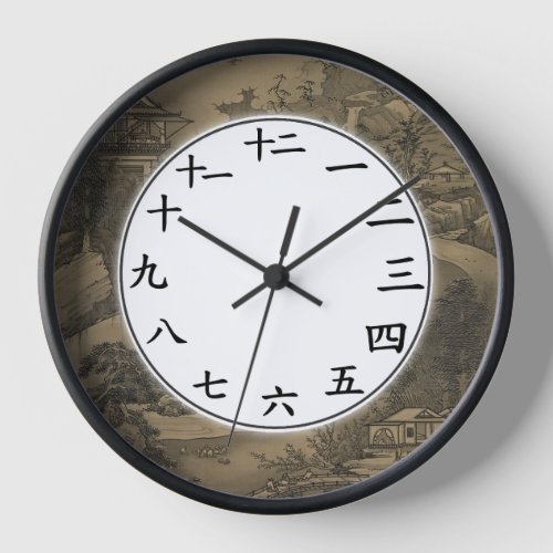 Japanese Number Clock Dark Vintage