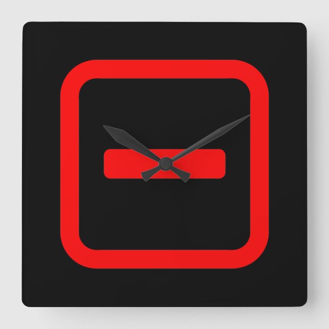 Japanese Number One 一 【Ichi】 Kanji Square Wall Clock (Front)