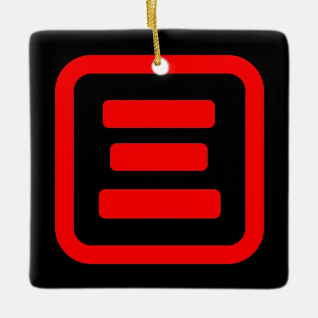 Japanese Number Three 三 【San】 Kanji Ceramic Ornament (Front)