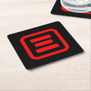 Japanese Number Three 三 【San】 Kanji Square Paper Coaster