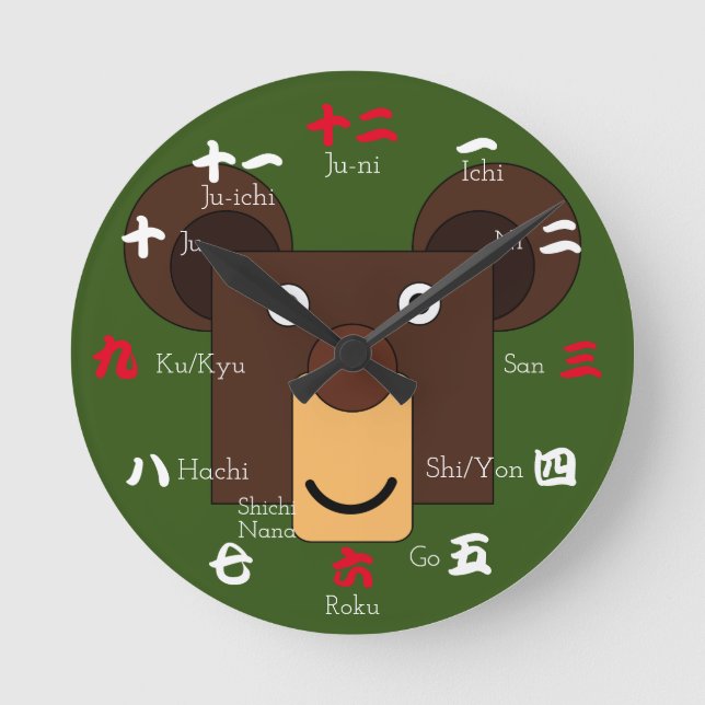 Japanese numerals in Kanji Round Clock (Front)