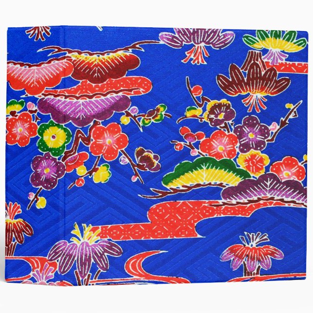 Japanese Okinawan Dye (Bingata) 3 Ring Binder (Front/Spine)