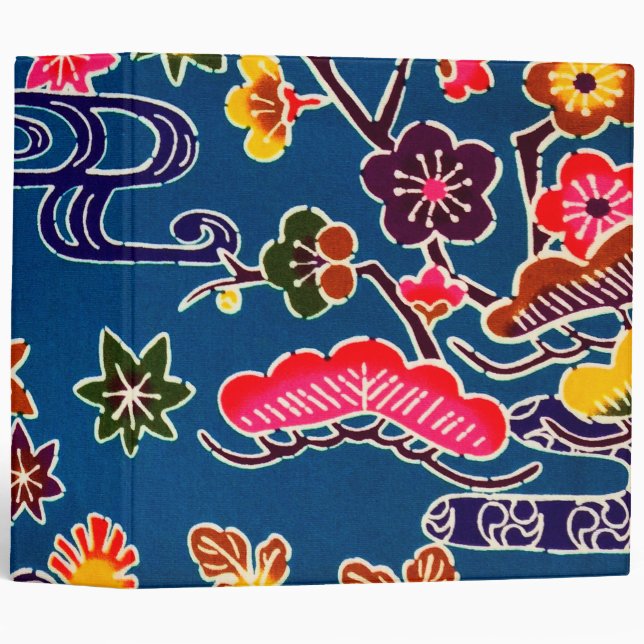 Japanese Okinawan Dye (Bingata) 3 Ring Binder (Front/Spine)