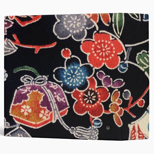 Japanese Okinawan Dye (Bingata) 3 Ring Binder (Back/Spine)
