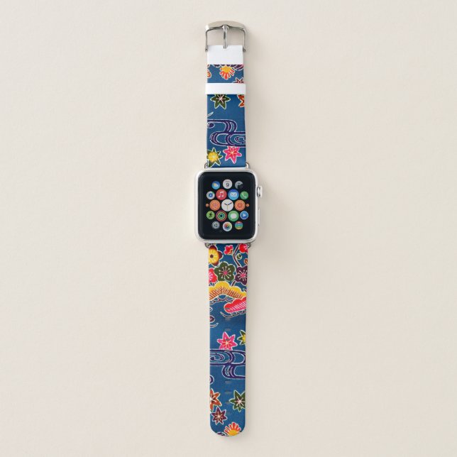 Japanese Okinawan Dye (Bingata) Apple Watch Band (Front)
