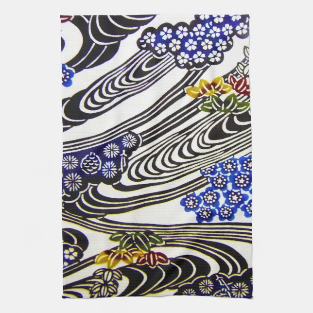 Japanese Okinawan Dye (Bingata) Kitchen Towel (Vertical)