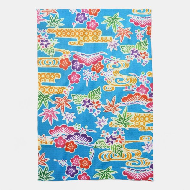 Japanese Okinawan Dye (Bingata) Kitchen Towel (Vertical)