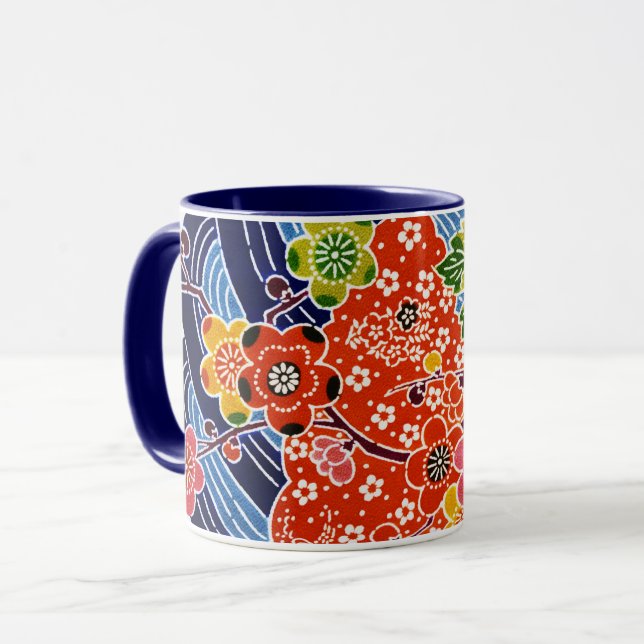 Japanese Okinawan Dye (Bingata) Mug (Front Left)