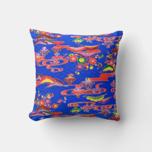 Japanese Okinawan Dye (Bingata) Throw Pillow