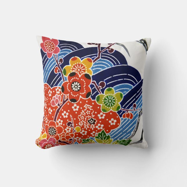 Japanese Okinawan Dye (Bingata) Throw Pillow (Front)