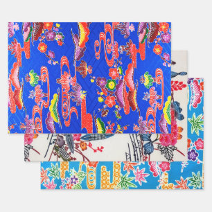Japanese Okinawan Floral Design Wrapping Paper Sheets