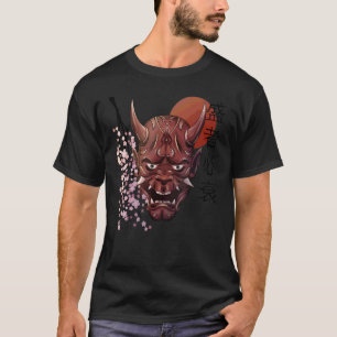 Japanese Oni Demon Mask Japanese Kanji Samurai Oni T-Shirt