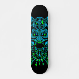 Japanese Oni Mask Blue Skateboard