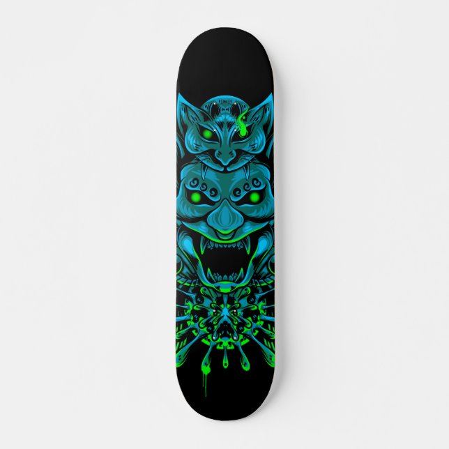 Japanese Oni Mask Blue Skateboard (Front)