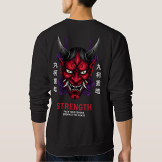 Japanese Oni Mask Motivational Strength Art Sweatshirt