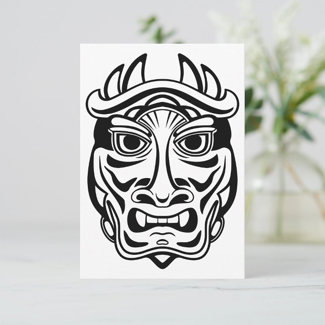 Japanese Oni Mask Tribal Demon Line Art Card (Creator Uploaded)