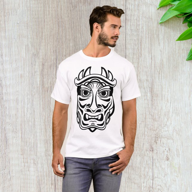 Japanese Oni Mask Tribal Demon Line Art T-Shirt (Creator Uploaded)
