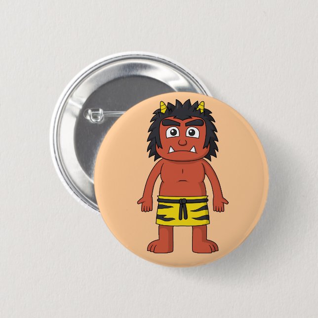 Japanese Oni Yokai Button (Front & Back)