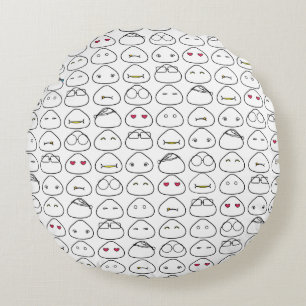 Japanese Onigiri Fluo Pattern Round Pillow