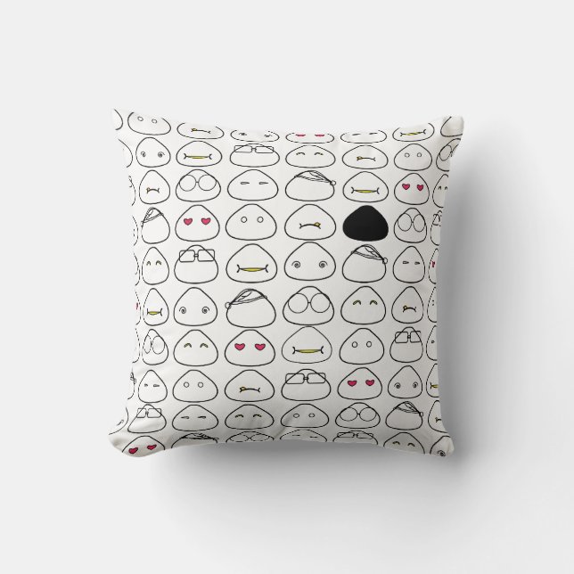 Japanese Onigiri Fluo Pattern Throw Pillow (Front)