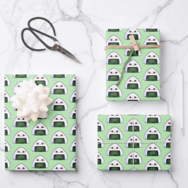 Japanese Onigiri Rice Ball Wrapping Paper Sheets (Front)