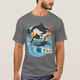 Japanese Orca Whale Great Wave Kanagawa Japan Vint T-Shirt