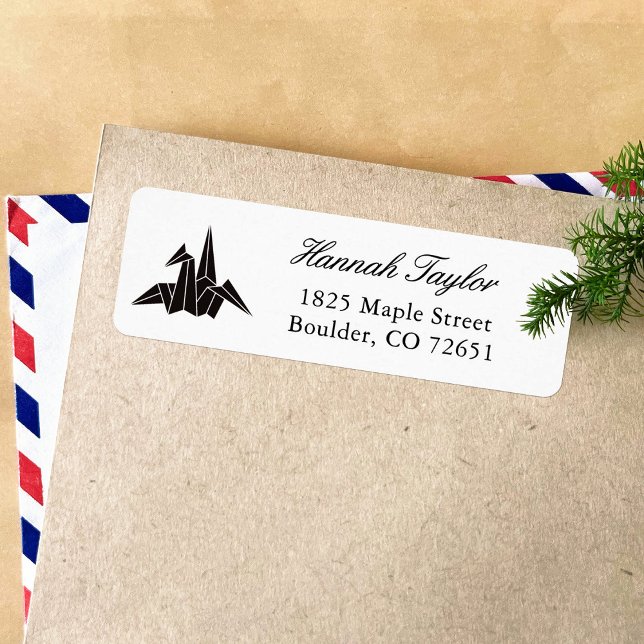Japanese Origami Paper Crane Motif Return Address Label (Creator Uploaded)