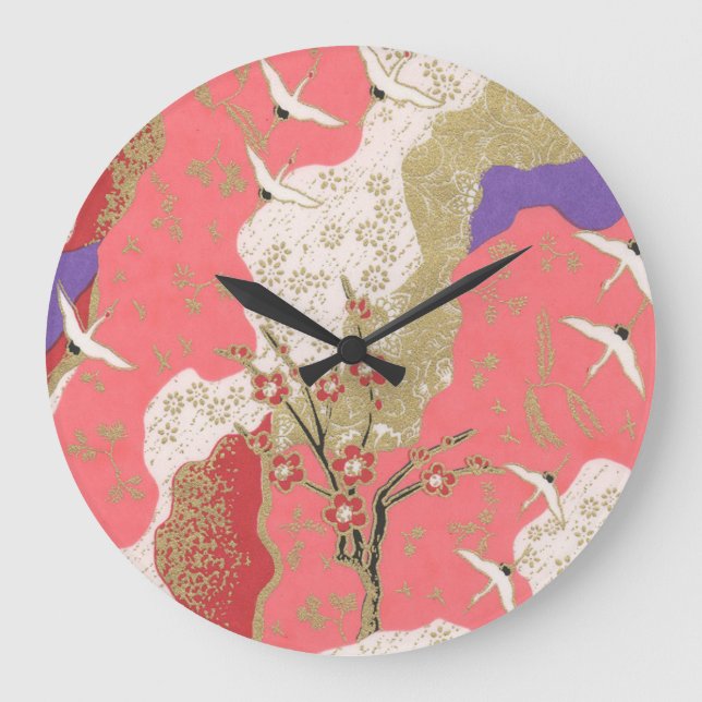 Japanese Origami Paper Pattern Wall Clock (Front)