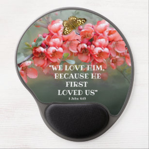 Japanese Ornamental Quince with Bible quotation    Gel Mouse Pad