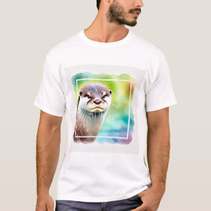 Japanese Otter in Tranquil Waters 040924AREF130 - T-Shirt