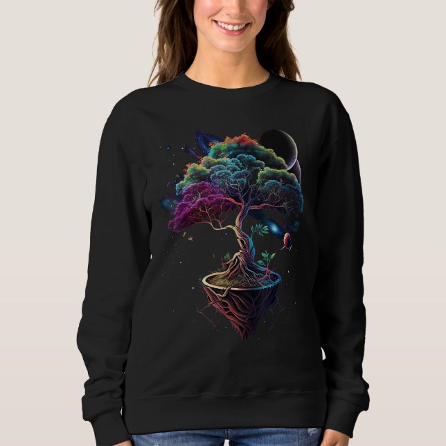 Japanese Outer Space Miniature tree on Galaxy Bons Sweatshirt (Front)