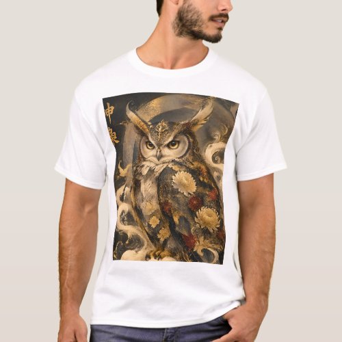 Japanese Owl Art | Traditional Owl Guardian Design T-Shirt