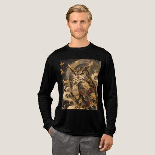 Japanese Owl Art | Traditional Owl Guardian Design Tri-Blend Shirt