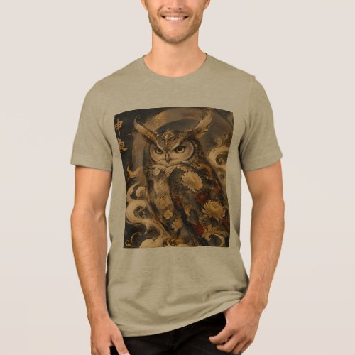 Japanese Owl Art | Traditional Owl Guardian Design Tri-Blend Shirt