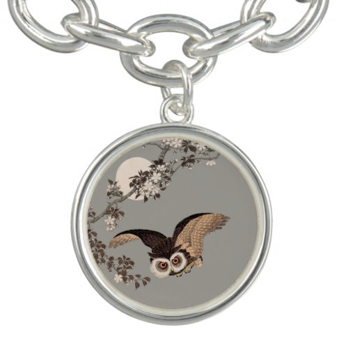 Japanese Owl Night Moon Woodcut Flying Night Bracelet