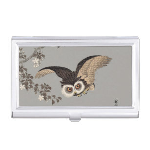 Japanese Owl Night Moon Woodcut Flying Night Case For Business Cards