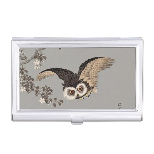 Japanese Owl Night Moon Woodcut Flying Night Case For Business Cards