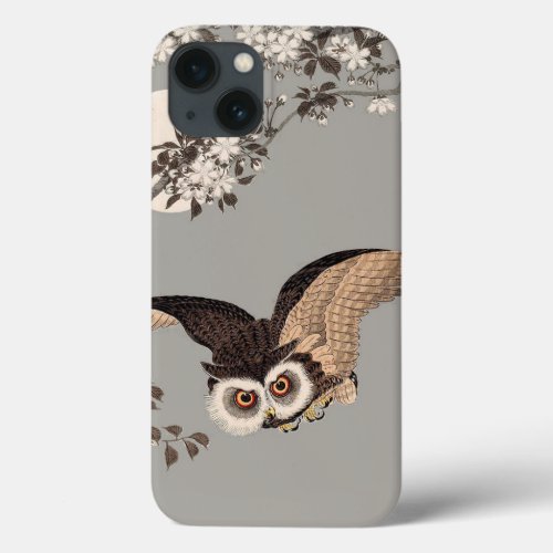 Japanese Owl Night Moon Woodcut Flying Night iPhone 13 Case