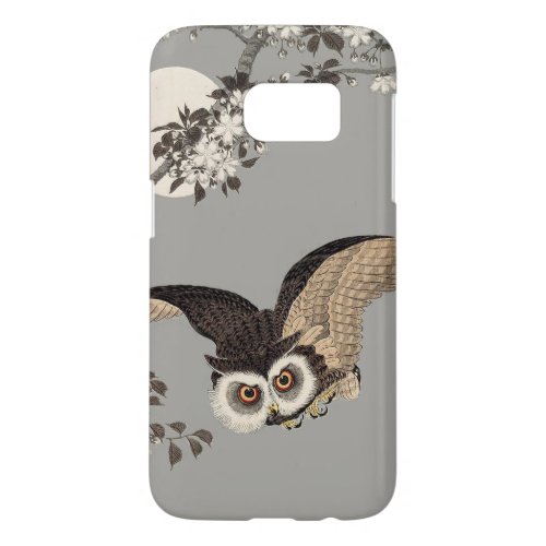 Japanese Owl Night Moon Woodcut Flying Night Samsung Galaxy S7 Case