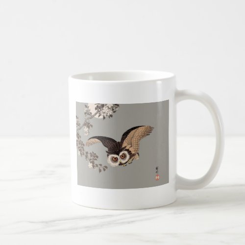 Japanese Owl Night Moon Woodcut Flying Night Coffee Mug