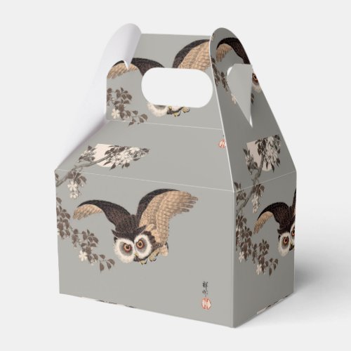 Japanese Owl Night Moon Woodcut Flying Night Favor Boxes