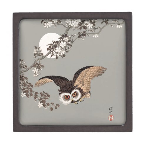 Japanese Owl Night Moon Woodcut Flying Night Gift Box